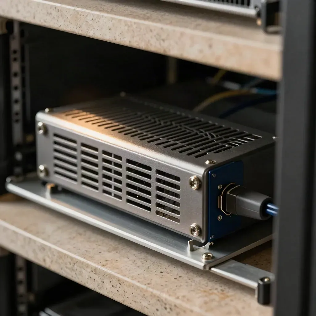 Rack sensor module with vent grille and cable clips in a server airflow stack